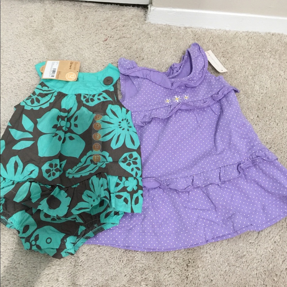 Bundle infan dress and floral sleeveles sunsuit